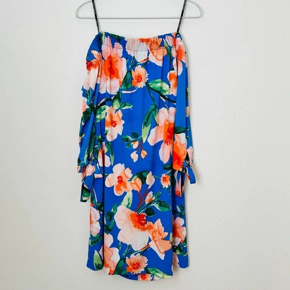 Vince Camuto off shoulder Tie Sleeve mini Dress floral - Picture 4 of 7